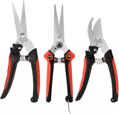 3PC Garden Pruning Set Professional Hand Pruners Bypass Pruners Cutter Secateurs • £9.99