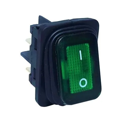 £8.95 • Buy Rocker Switch 16A Green ON-OFF Double Pole 4 Pin 240V & Weatherproof Cover