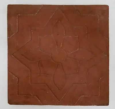  Antique Floral Unglazed Tile  Mosaic?  American Encaustic? • $50