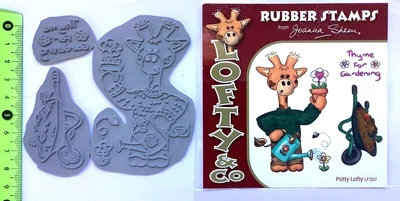£3.99 • Buy Joanna Sheen - Lofty & Co -3 FUN Rubber Stamps - POTTY LOFTY - LF207 - Gardening