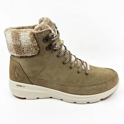 Skechers Go Walk Boots Glacial Ultra Timber Tan Womens Leather Shoes • $54.95