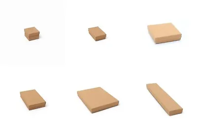 Pack Of 12 Brown Card Gift Jewellery Boxes Black Insert Wholesale Bulk • £10.49