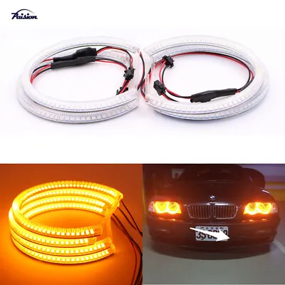 131MM Yellow LED Angel Eyes Halo Ring DRL Headlight For BMW E36E38E39E46 M3 • $45