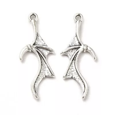 Tibetan Silver Charms Bat Wings Gothic Halloween 31mm X 13mm 10pcs C527 • £2.50