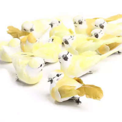 Colorful Yellow Ombre Faded Artificial Mushroom Birds • $27.29