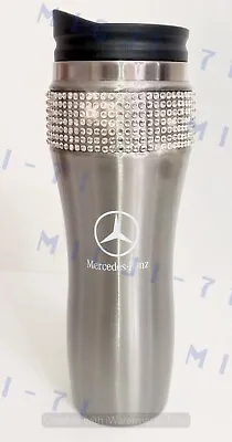 Mercedes Benz Bling Stainless Thermal Mug Tumbler Cup W Swarovski Crystals • $37.99