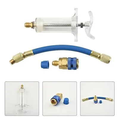A/c Ac Oil And Dye Injector With R-134A Snap Quick Coupler 1/4 Sae Hand Turn New • $9.99