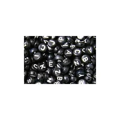 100 X 7x4mm Black Round Acrylic Letter Single Beads 1mm Hole Alphabet Loose A-Z  • £1.79