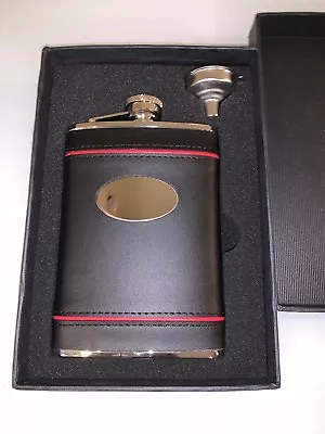 Visol Lance Black Leather Stainless Steel 6oz Hip Flask Gift Set • $20