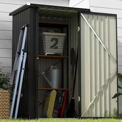 Patiowell Outdoor Storage Metal Shed 3' Galvanized Steel W/ Sloping Roof Black • $128.52