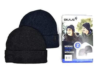 Bula Merino Wool Blend Beanies Hat 2 Pack (One Size) (Navy & Charcoal Grey) • $16.88