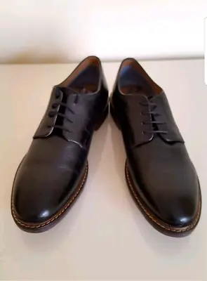 M & S COLLECTION Men's Leather Lace-up Derby Shoes-Black.  Size: UK-10  EUR - 44 • £49.99