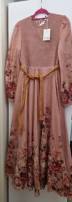 BNWT Zimmermann Cassia Shirred Floral-print Cotton-gauze Midi Dress Size UK12 • £469.99