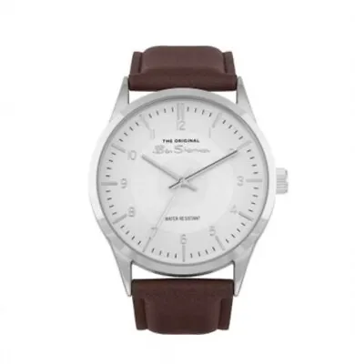 Ben Sherman Mens Gents Watch White Dial Brown Leather Strap Designer NEW BOXED • £29.89