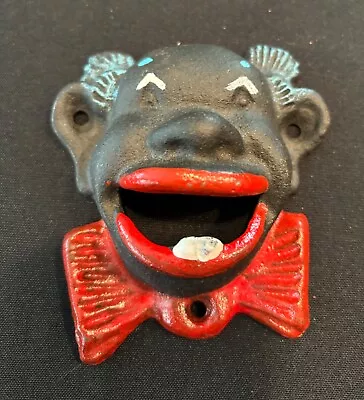 Vintage Cast Iron Clown With Red Lips & Bow Wall Mounted Bottle Opener • $24.99