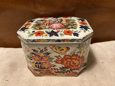 Made In England Daher #11101 Daner Octagon Floral Biscuit Tin Container • $14.95