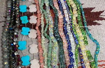 Bulk Sale //lot Of 18 Strands Mix Shape Glass//Millefiori  Beads/(n106) • $26