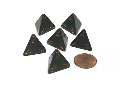 Opaque 18mm 4 Sided D4 Chessex Dice 6 Pieces - Dark Grey With Copper Numbers • $2.69