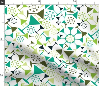 $13 • Buy Green Retro Mod Martini Spoonflower Fabric By The Yard