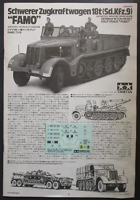 Tamiya 1/35th Scale Zugkraftwagen Sd.Kfz.9 FAMO - Decals From Kit No. 35239 • $5.99