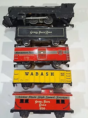 Marx Electric O Gauge Model Railroad Nickel Plate Road Steam Engine Freight Cars • $70