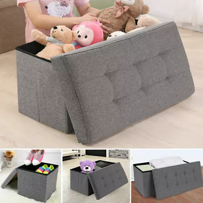 £14.99 • Buy Large Double Folding Ottoman Storage Box Bench Bedroom Living Room Foot Stool UK