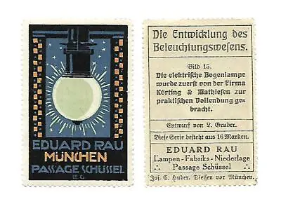 £2.05 • Buy Advertising Brand Advertising Brand Vignette Eduard Rau Munich Electric Arc Lamp