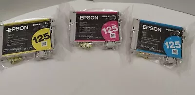 GENUINE Epson 125 Yellow Cyan Magenta Ink Cartridge New Sealed • $15.75