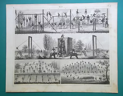 MILITARY GYMNASTICS Rope Ladder Climbing Balance Beam - 1844 Superb Print • $28