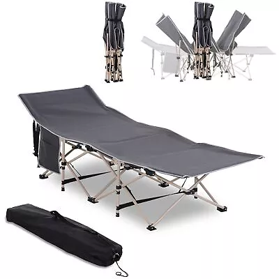 Outsunny Single Portable Outdoor Military Sleeping Bed Camping Cot Grey • £32.99