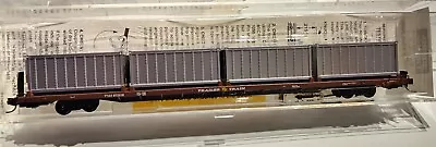 Micro Trains N Scale 89' 4  Flat Car W/4 20' Undecorated Container 72020-4 • $44.99