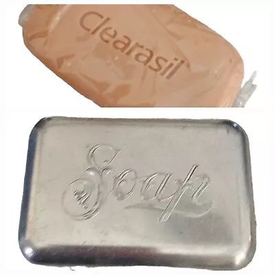 Aluminum SOAP Holder Container With Soap Travel Case Hinged Vintage • $22.99