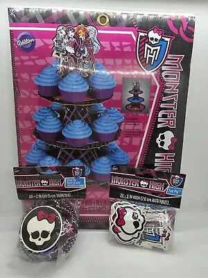 Monster High Cupcake Stand Liners 50 Ct And Picks 24 Ct Party Supplies • $18.50