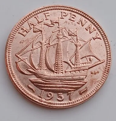 1937 Edward VIII  Half Penny 100% Copper Original Size. • £4.25