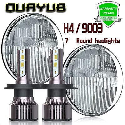 2PC 120W 7  Round LED Headlights Hi Lo Halo DRL For Toyota Pickup 1979 1980 1981 • $116.46