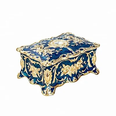 $24.58 • Buy  Tiny Vintage Rectangle Blue Mini Trinket Box Jewelry Box Treasure Chest 
