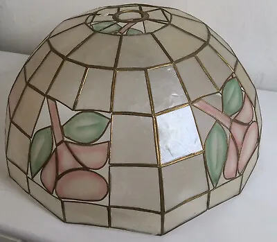 Vintage Capiz Shell Lampshade Floral Shade Ceiling Pendant Large 14  • £22