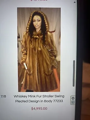Whiskey Mink Stroller Hooded Coat Scalloped Details Size 12 • $3000