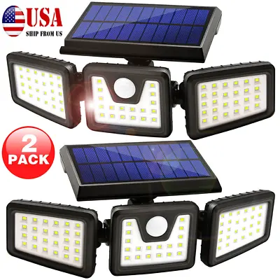 2Pack 118 LED Solar Lights Outdoor Waterproof Motion Sensor Security Lamp 3 Head • $26.99