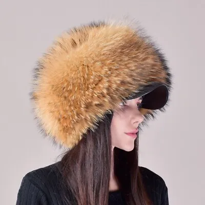 Fox Fur Hat Winter Real Leather Hat Fur Ethnic Style Mongolian Cap Earmuffs Hat • $122.61