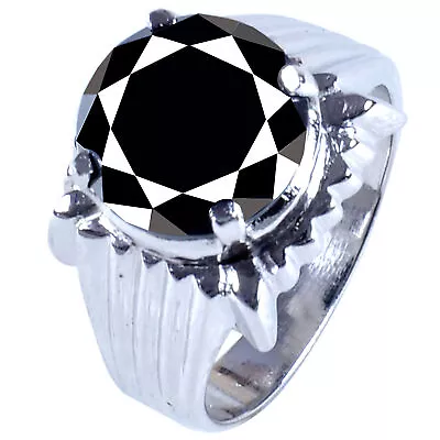 5.67 Ct Black Round Moissanite Diamond Solitaire 925 Silver Wedding Ring Size 9 • $1.52