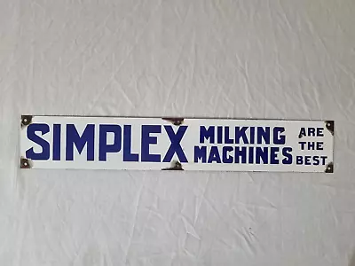 Simplex Milking Machines Are The Best ~ Vintage Enamel Farming Sign • $299