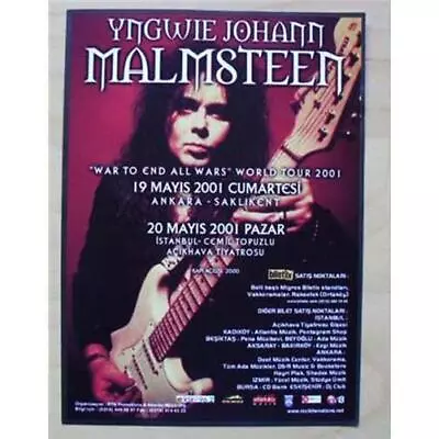 Yngwie Malmsteen Ankara + Istanbul Handbill/flyer Small Colour Handbill - Gig De • £6