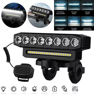8LED Powerful Rechargeable Bike Light USB MTB Waterproof Cycle Front Headlight • $25.60