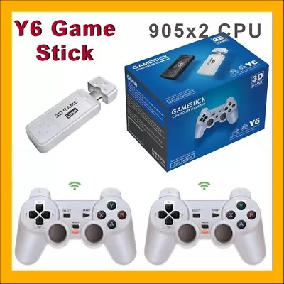 Powkiddy Game Stick Y6 HD Retro Game Console 64GB 4000 Games HDMI USB 905X2 CPU • $99.40