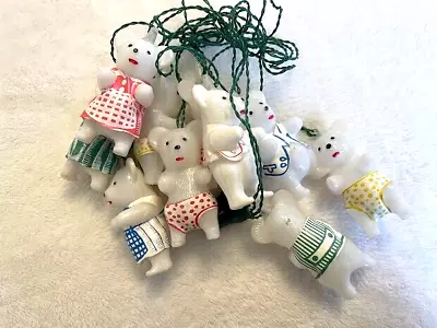 WHITE Teddy POLAR BEARS Vtg Christmas Light COVERS BLOW MOLD 10 ITALY FIGURAL • $7.98