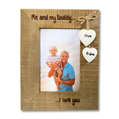 Me And My Daddy / Grandad Personalised Driftwood Photo Frame | Birthday Gift • £14.39