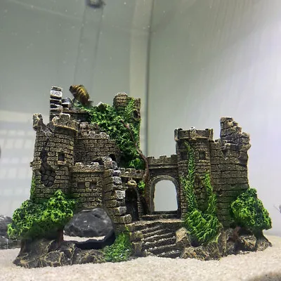 Aquarium Fish Tank Landscaping Ornaments Castle Hiding Shrimp Cave Resin Castle • $24.65
