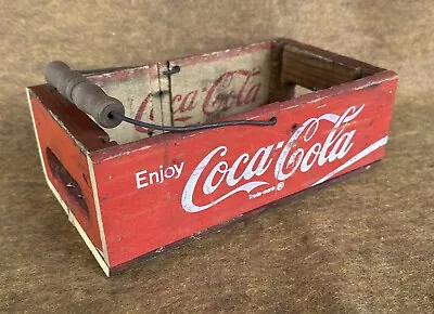 Vintage Coca-Cola Wood Crate Repurposed Handled Primitive Wooden Caddy Basket • £30.85