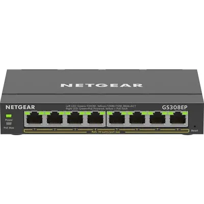 Netgear 8-Port Gigabit Ethernet PoE+ Smart Managed Plus Switch GS308EP100NAS • $82.95